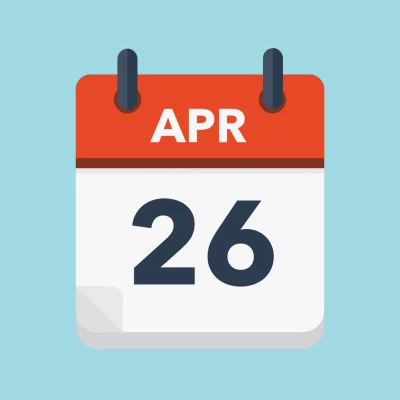 Calendar icon showing 26th April